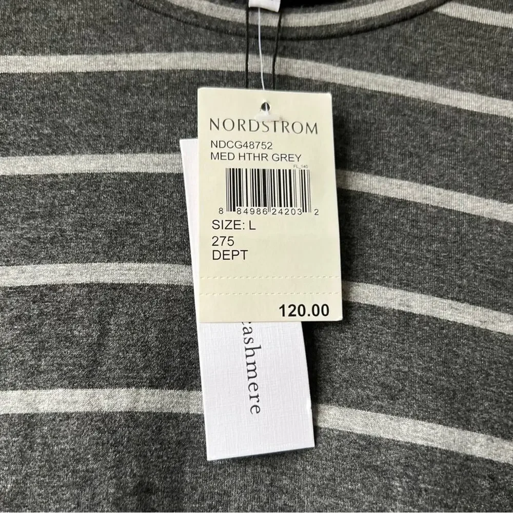 Cupcakes & Cashmere Stripe Malbec Heather Gray Mini Dress Size L - Picture 7 of 11
